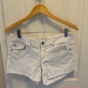 American Eagle Outfitters White Distressed Jean Shorts